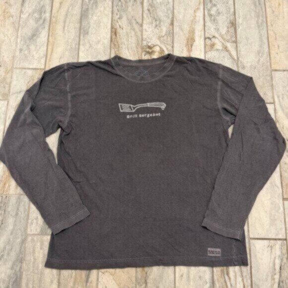 Life is Good men's medium gray "Grill Sergeant" t-shirt - Picture 1 of 7